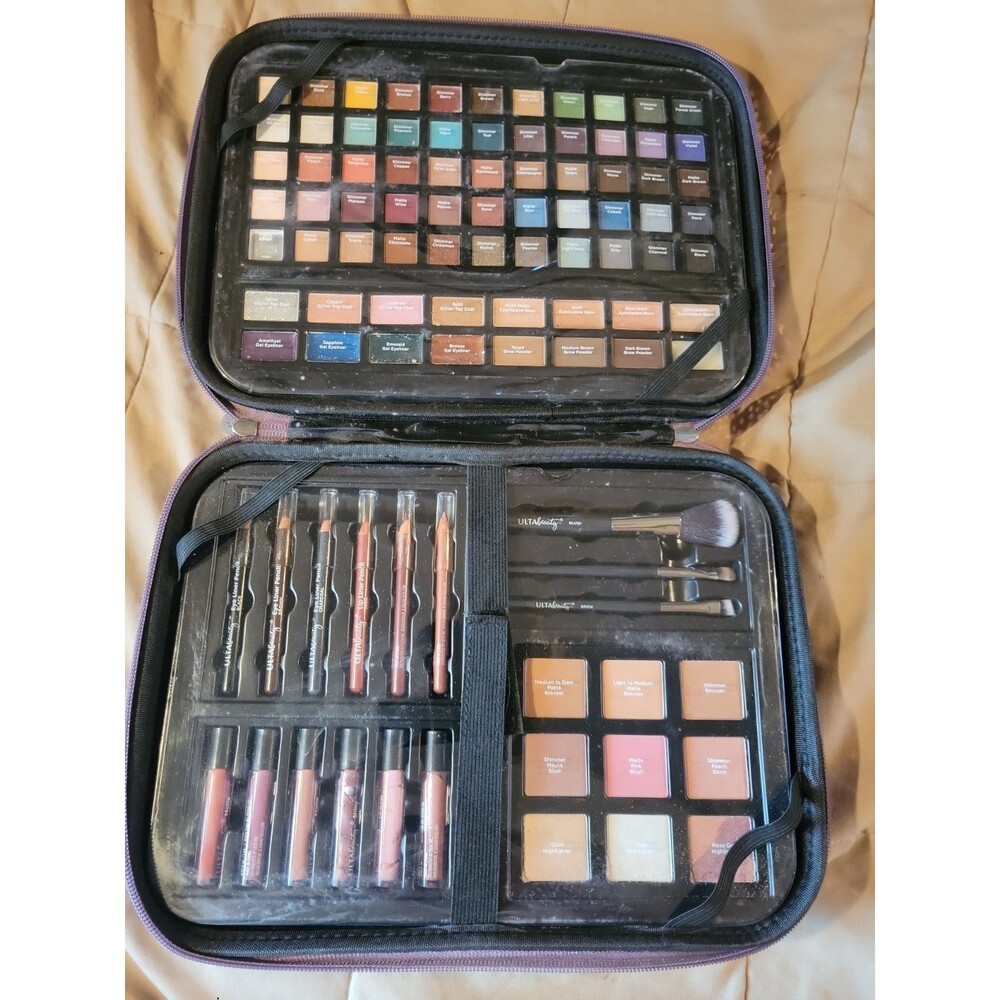 Ulta Beauty Glamour On The Go 95 Piece Makeup Kit Lavender Sequined Zipper Case